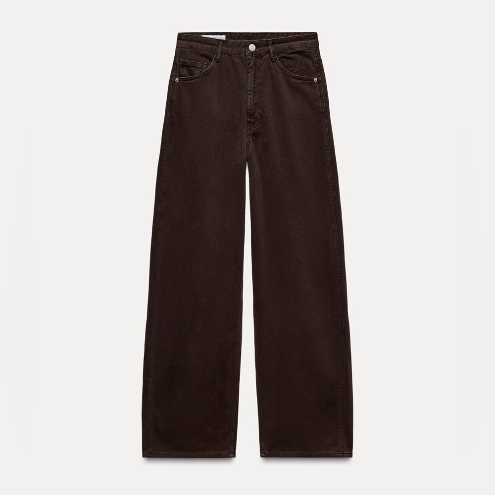 ZARA TRF Oversized Relaxed Jean in Chocolate brown denim